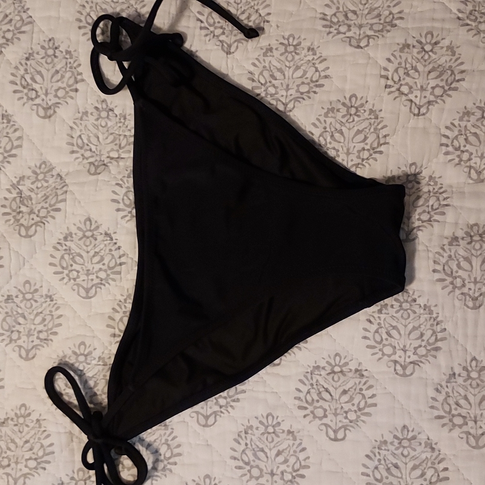 Victoria Secret Black, Side Tied, Scrunched Bikini Bottoms, S